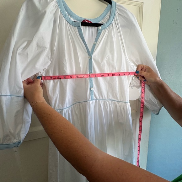 Staud White Poplin Demi Maxi Dress rare blue trim NWT. Size S $348 Listing 8/5 - Picture 6 of 14